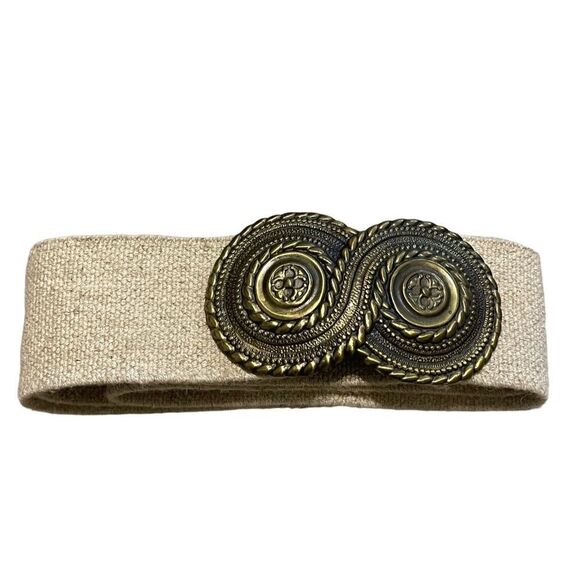 Vintage Tan & Metal Stretch Belt - Picture 1 of 7